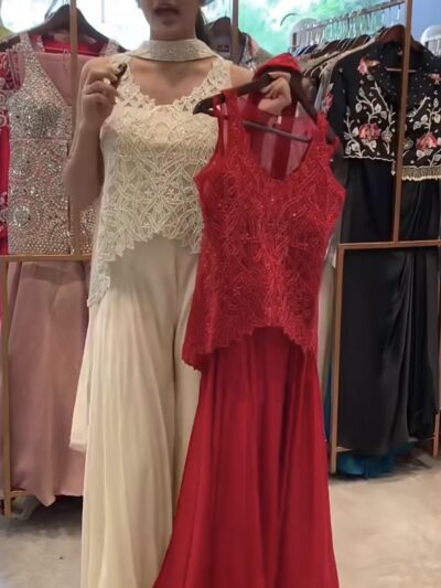 Red and white Indo western