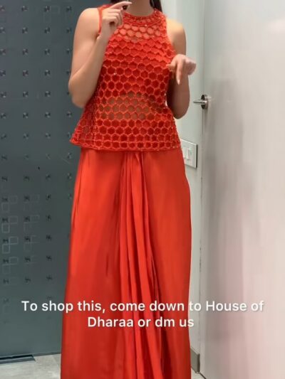 CCE820F9-26DE-469F-879C-16B4BC858937 Pink and orange Indo western