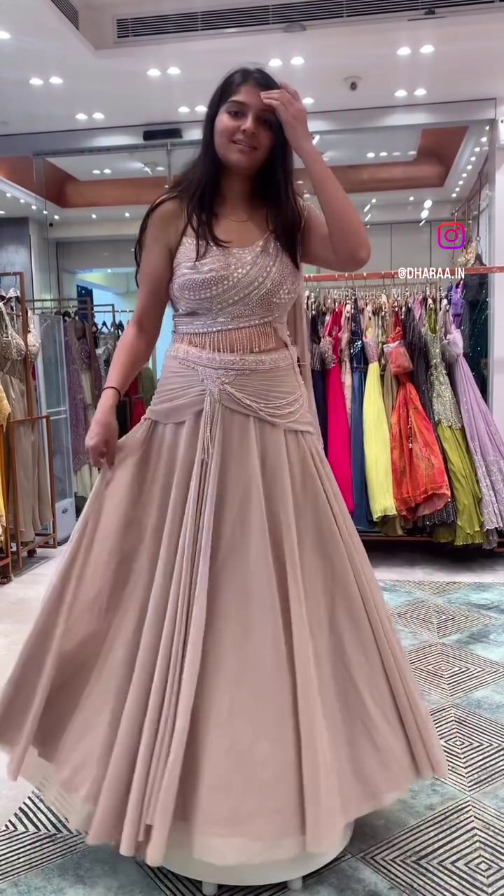 Beaded Draped Skirt Set