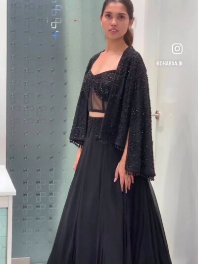 Black Sequin Bustier Skirt Set