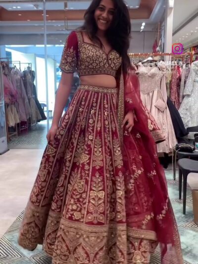 Burgundy Embroidered Lehenga Set