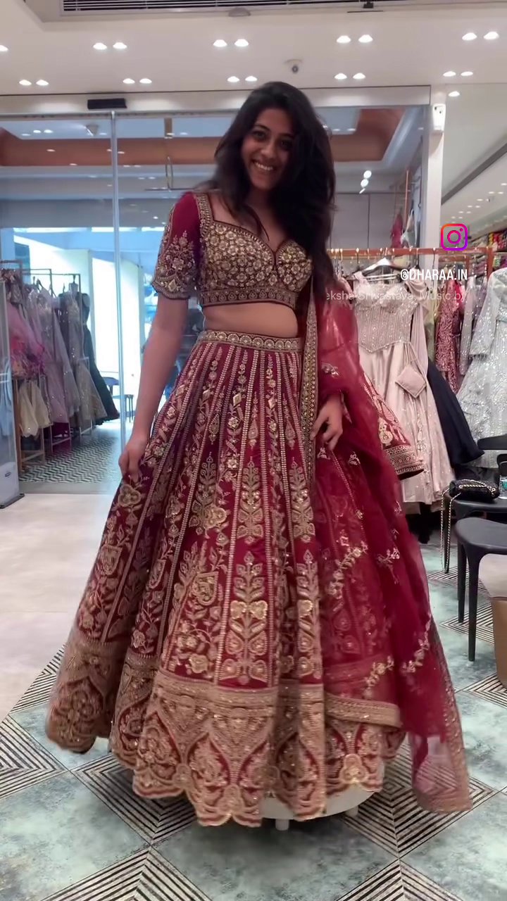 Burgundy Embroidered Lehenga Set