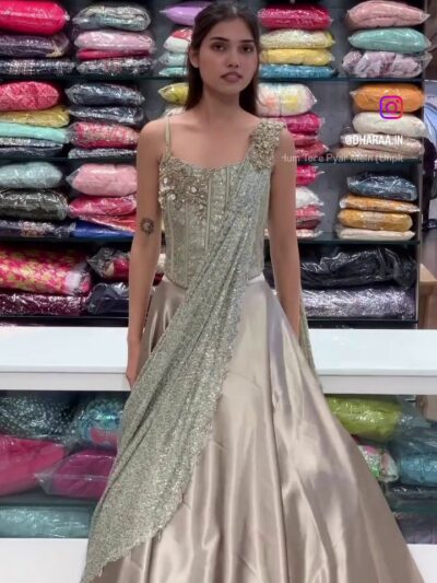 Embellished Cape Gown