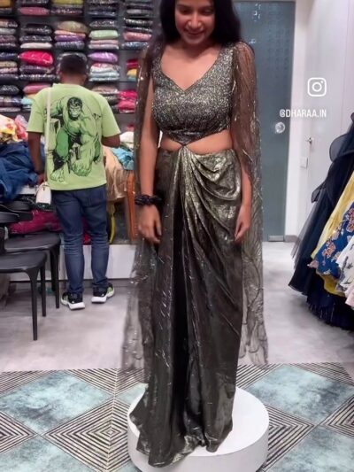 Embellished Drape Saree Gown