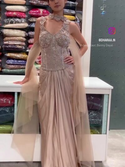 Embellished Draped Gown