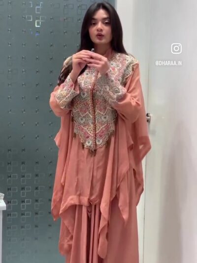 Embellished Peach Kaftan Dress