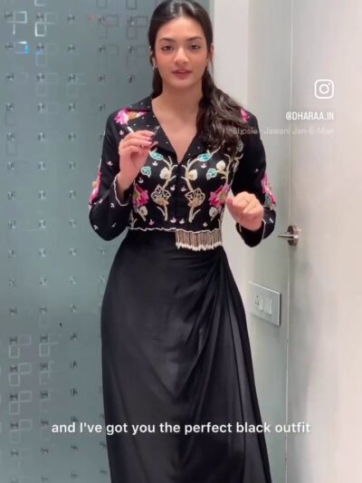 Embroidered Crop Top & Draped Skirt Set