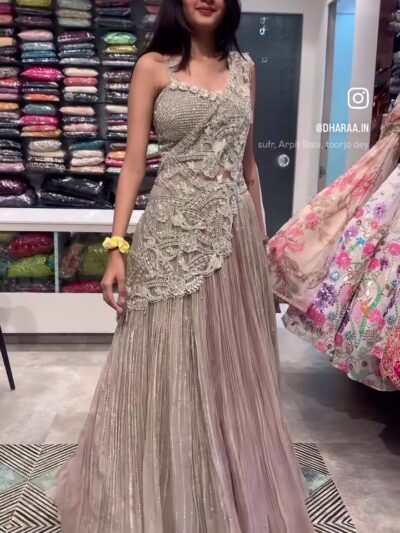 Embroidered Pleated Lehenga Set