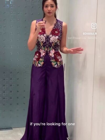 Embroidered Plum indo western