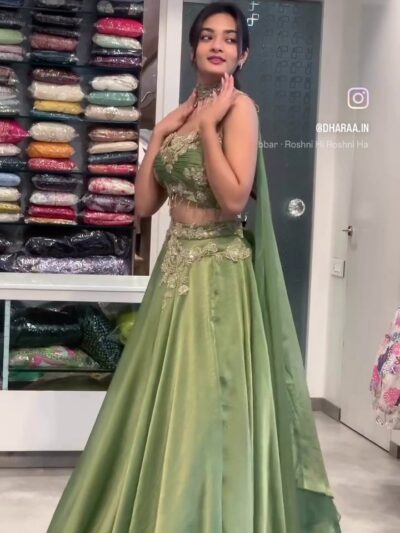 Embroidered Sage Green Lehenga Set