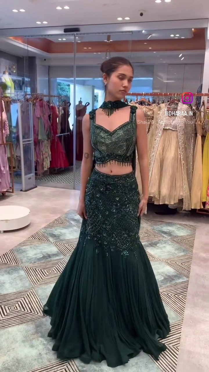 Emerald Sequin Lehenga Set