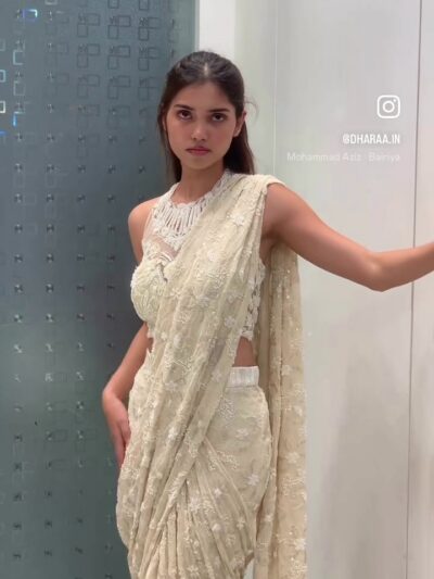 Ivory Embellished Sari Set