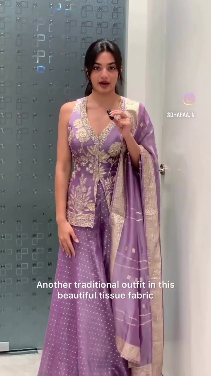 Lavender Embellished Sharara Set