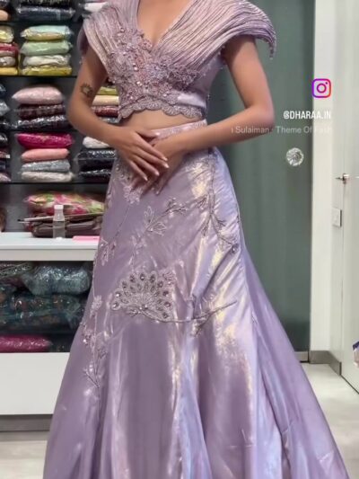 Lilac Draped Crop Skirt Set