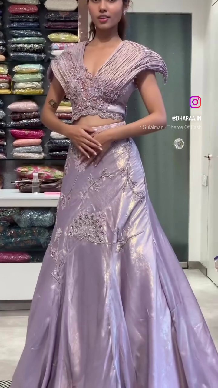 Lilac Draped Crop Skirt Set