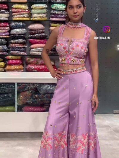 Lilac Embroidered Palazzo Set