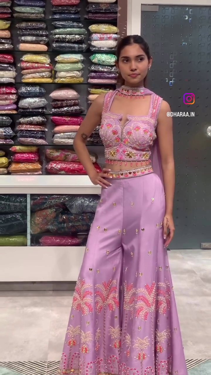 Lilac Embroidered Palazzo Set