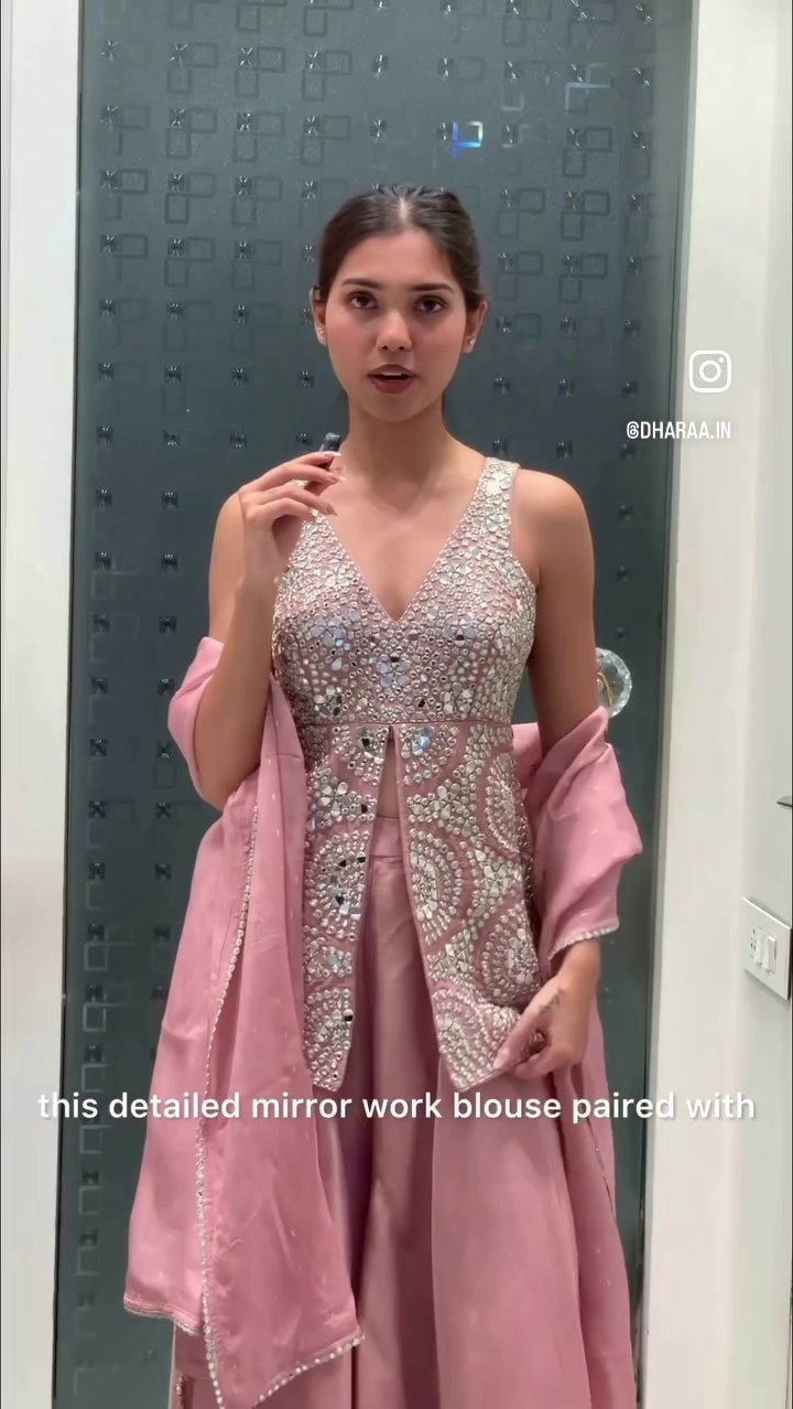 Pink Mirror Work Palazzo Set