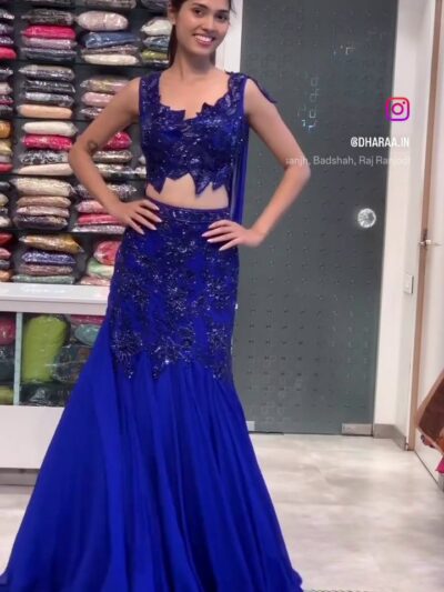Royal Blue Embellished Lehenga Set
