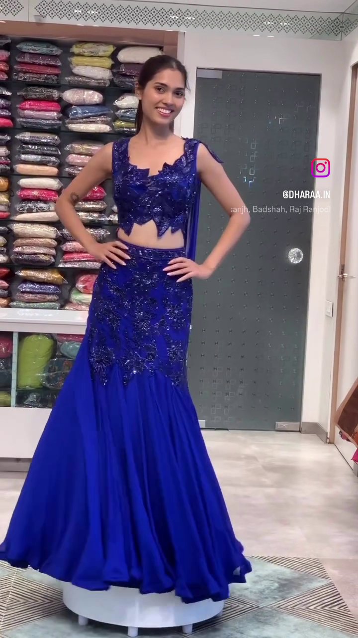 Royal Blue Embellished Lehenga Set