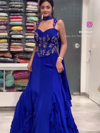 Royal Blue Embroidered Gown
