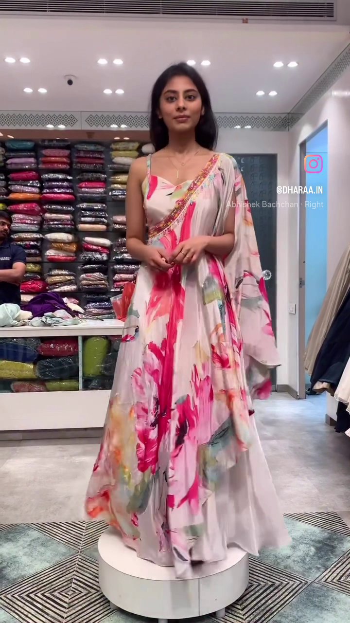 Watercolor Floral Cape Gown