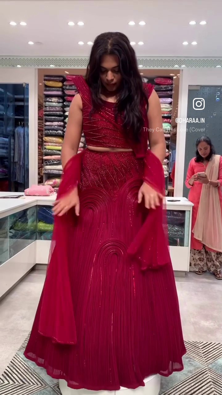 Crimson Embellished Lehenga Set