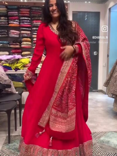 Crimson Embroidered Anarkali Set