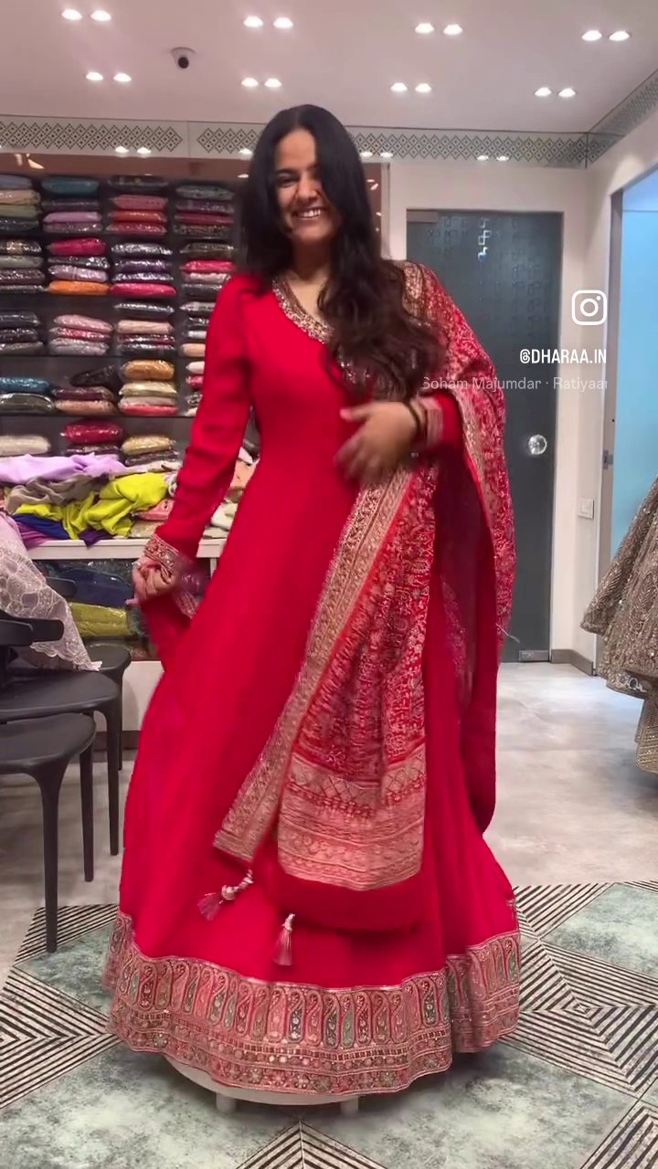 Crimson Embroidered Anarkali Set