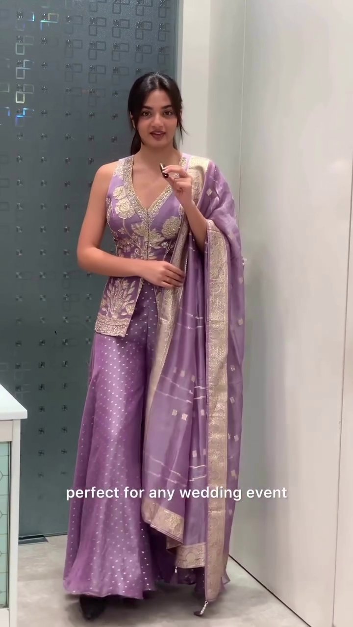Lavender Embellished Sharara Set - Image 2