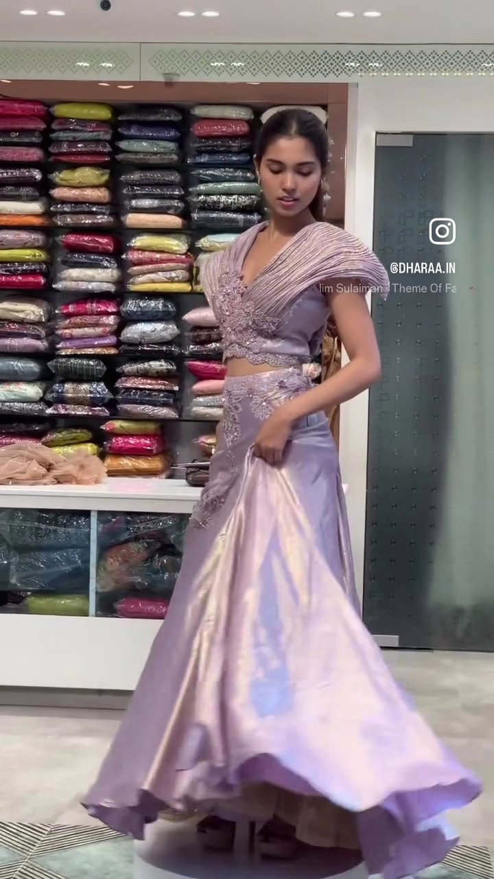 Lilac Draped Crop Skirt Set - Image 2