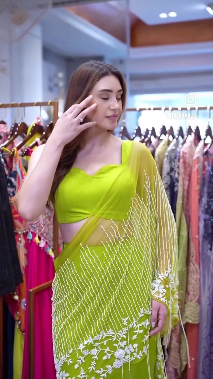 Lime Green Saree - Image 2