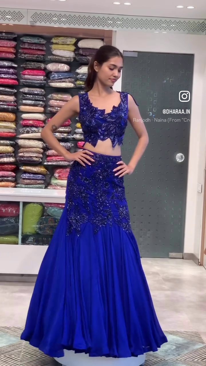 Royal Blue Embellished Lehenga Set - Image 2