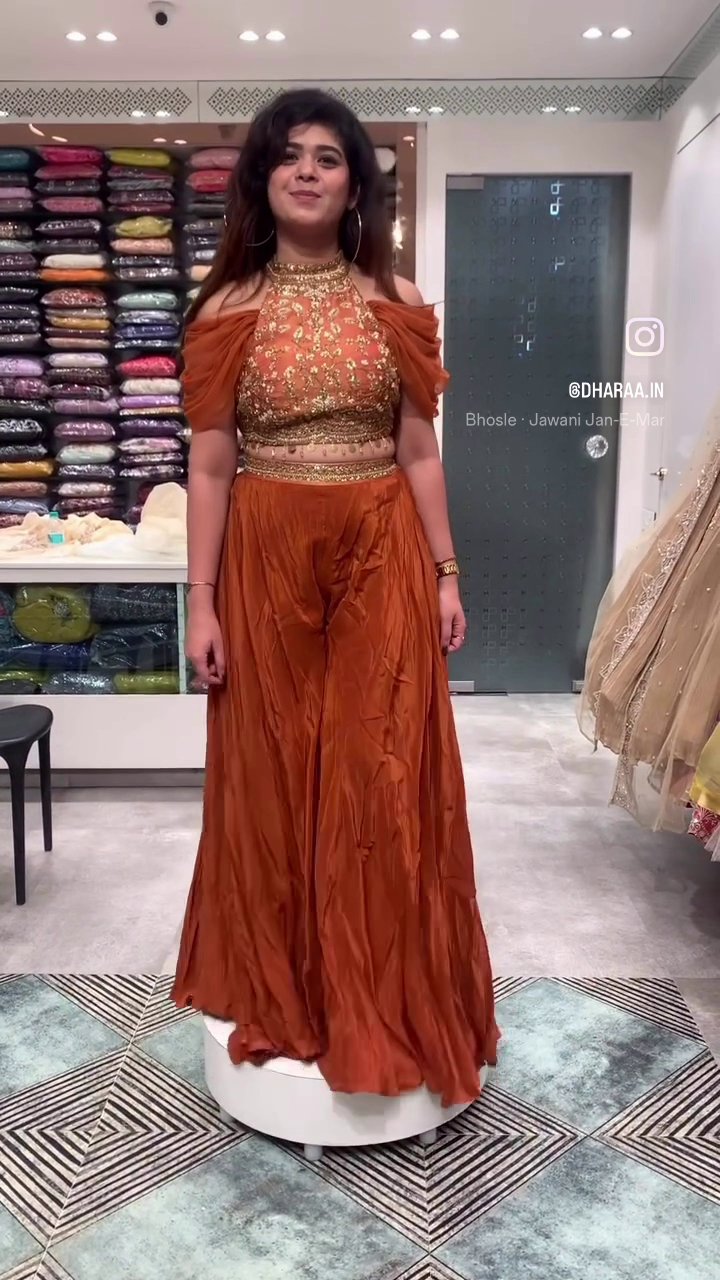 Rust Embroidered Halter Set