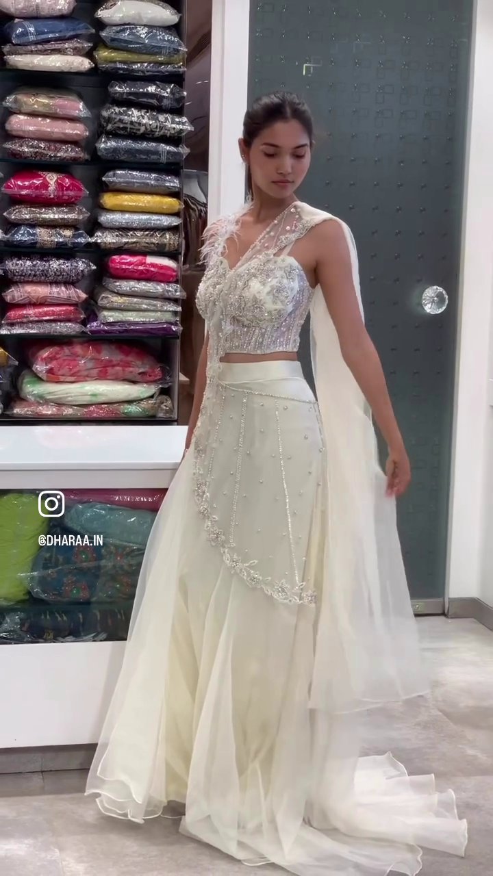 White Embellished Lehenga Set - Image 2