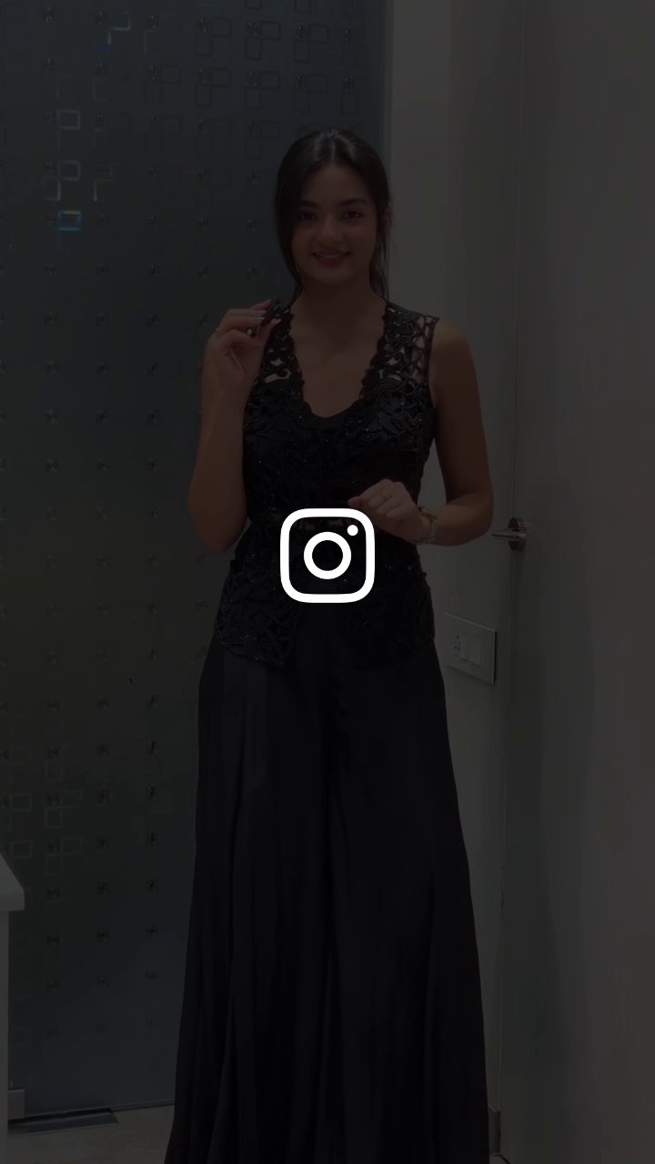 Black Lace Embellished Top & Flared Satin Pants - Image 3