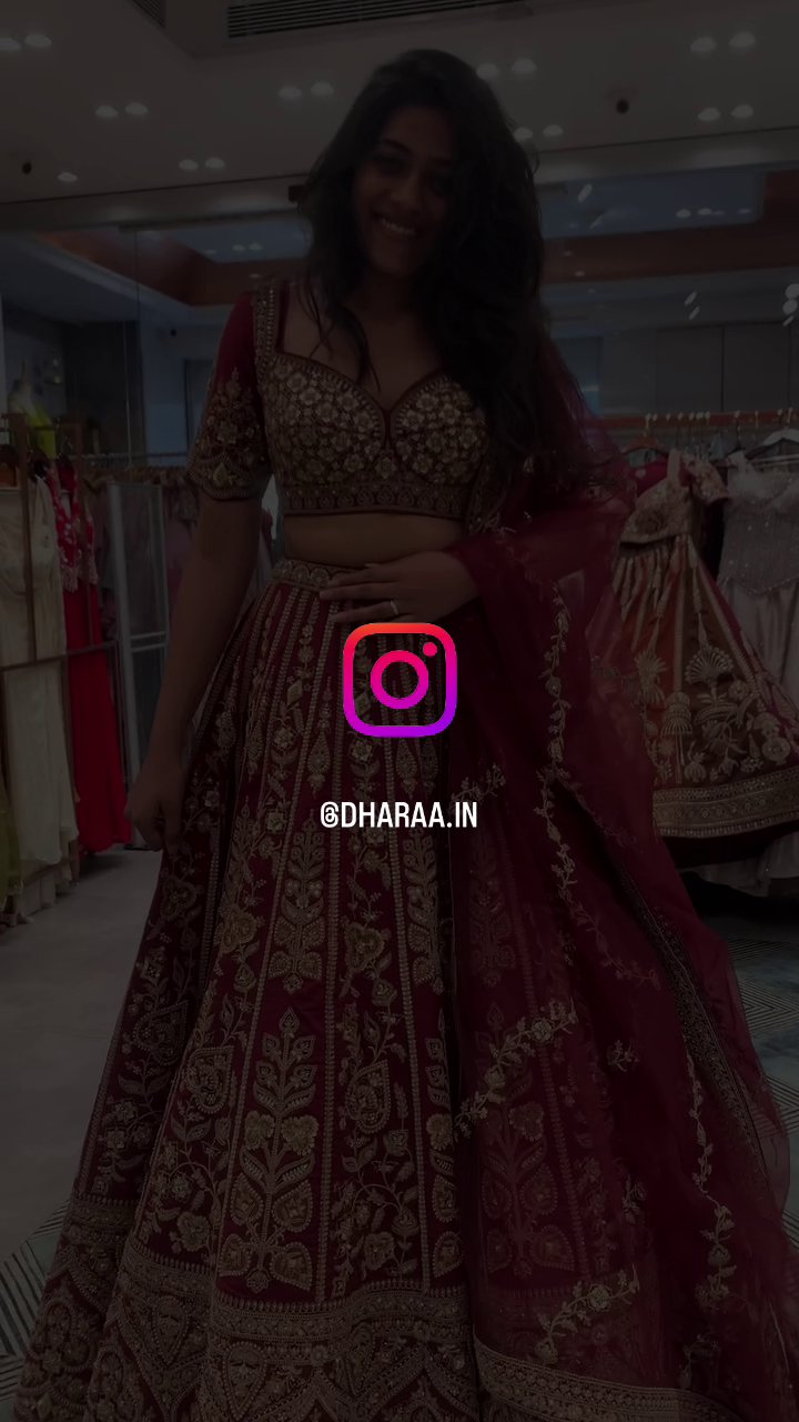 Burgundy Embroidered Lehenga Set - Image 3