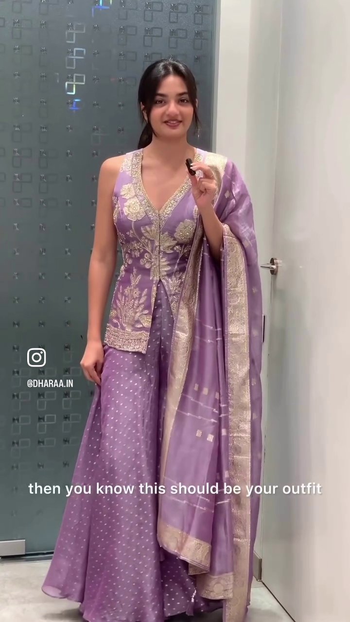 Lavender Embellished Sharara Set - Image 3