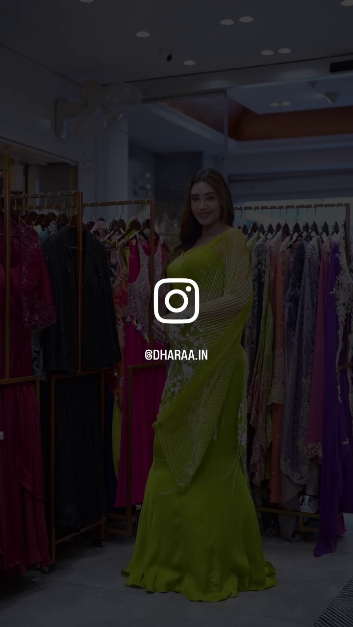 Lime Green Saree - Image 3