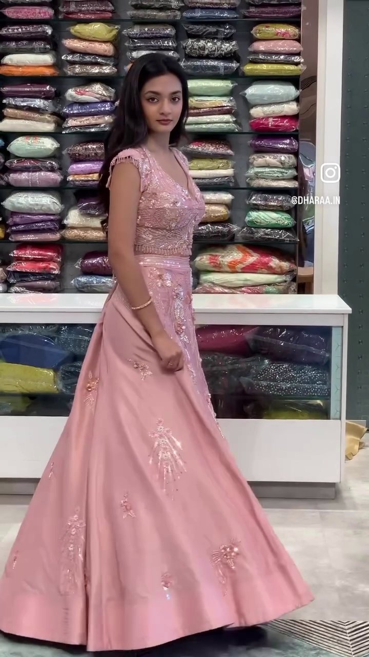 Pink Sequin Lehenga Set - Image 3
