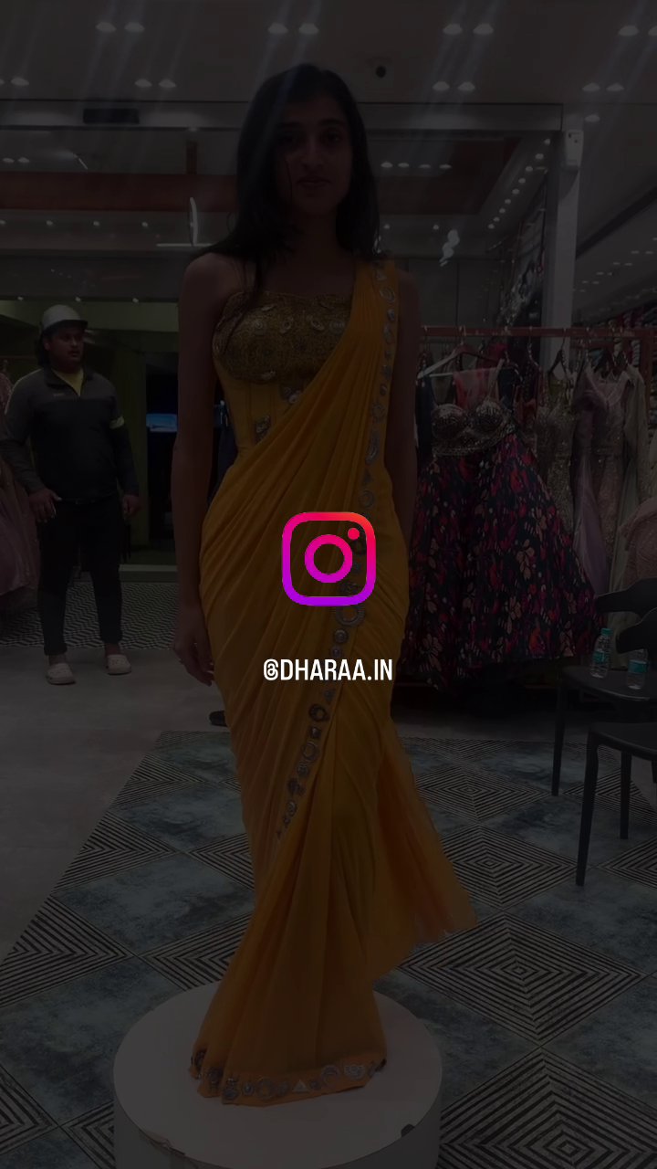 Yellow Embellished Saree - Image 3