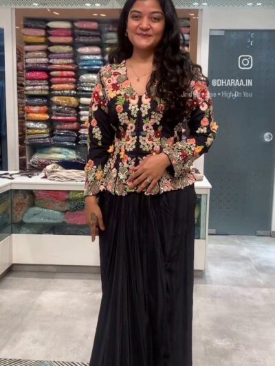 Black drape skirt indowestern